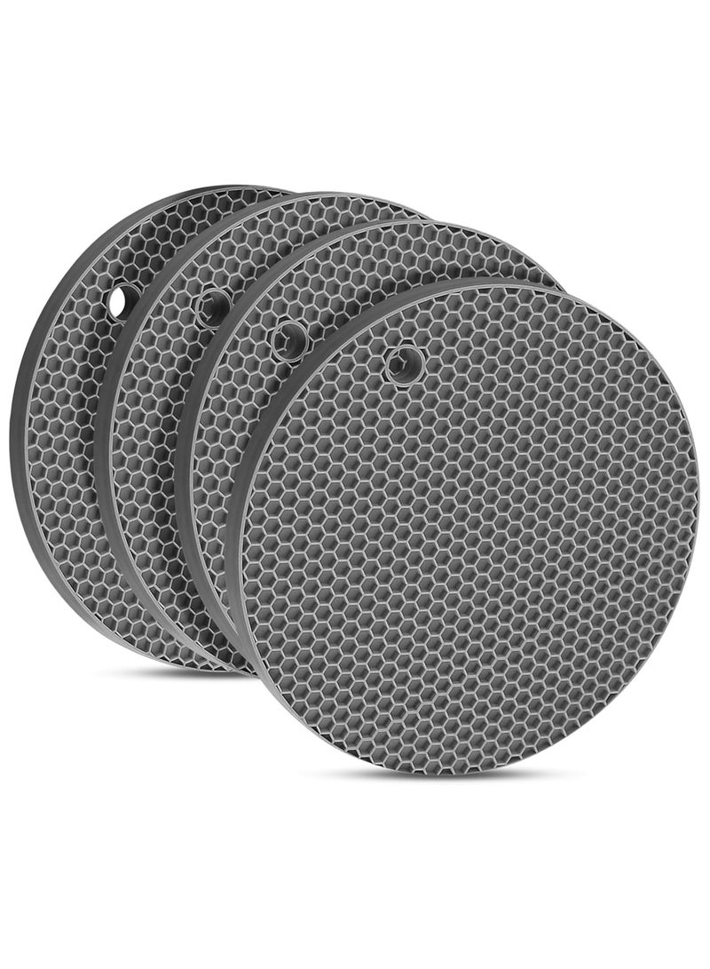 Mmmon 4 PCS Premium Silicone Trivet Mats,FoodGrade Silicones,BPA Free,Versatile SiliconeHot Pads for Kitchen,Suitable for FondueMats,Can Openers and Spoon Rests,grey - Image 1