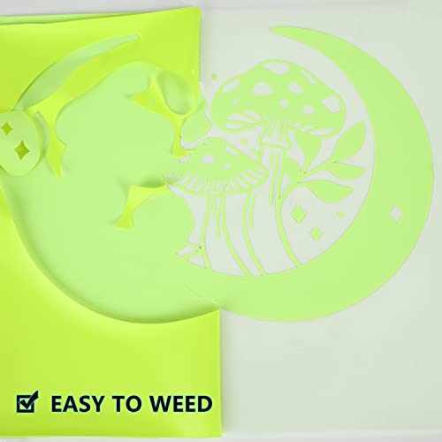 FUNKAKA Glow in The Dark Heat Transfer Vinyl Roll, 12" x 10ft Luminous Neon Yellow Iron on Vinyl for All Cutter Machine, Glow in The Dark HTV Vinyl for T-Shirts Easy to Cut & Weed for Heat Vinyl DIY - Image 4