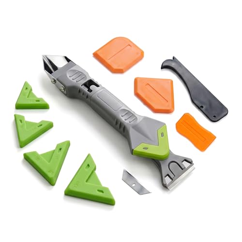 eweek 9 in 1caulk smoothingand Grouting Tool silicone removerSealant Trimming and Removal Tool with Grout Squeegee for Bathrooms Windows Doors Kitche - Image 1