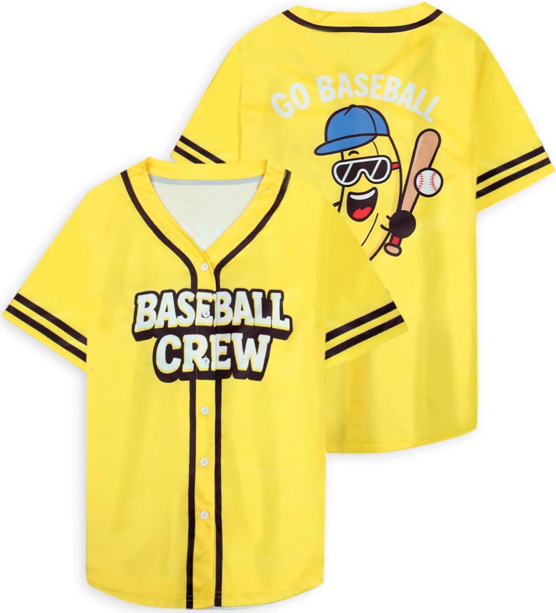 FASHGL Banana Shirts Baseball Shirt Jersey Women Baseball Player TShirts Game Day Team Funny Button up Short Sleeve Top - Image 2
