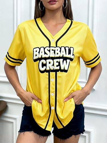 FASHGL Banana Shirts Baseball Shirt Jersey Women Baseball Player TShirts Game Day Team Funny Button up Short Sleeve Top - Image 3