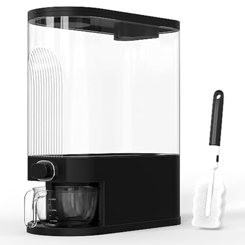 Retail Blade 25lb Black Rice Dispenser Measuring Cup Sponge Airtight Grain Bean Rice Container NEW Clear Black Design Easy To Use Grain Dispensing Storage Container For Kitchen