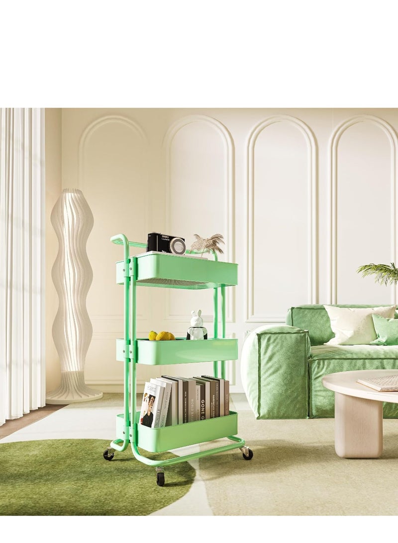 بينغ جنرال عربة متعددة الاستخدامات ذات 3 طبقات مع مقابض وعجلات قابلة للقفل باللون الأخضر - Image 3