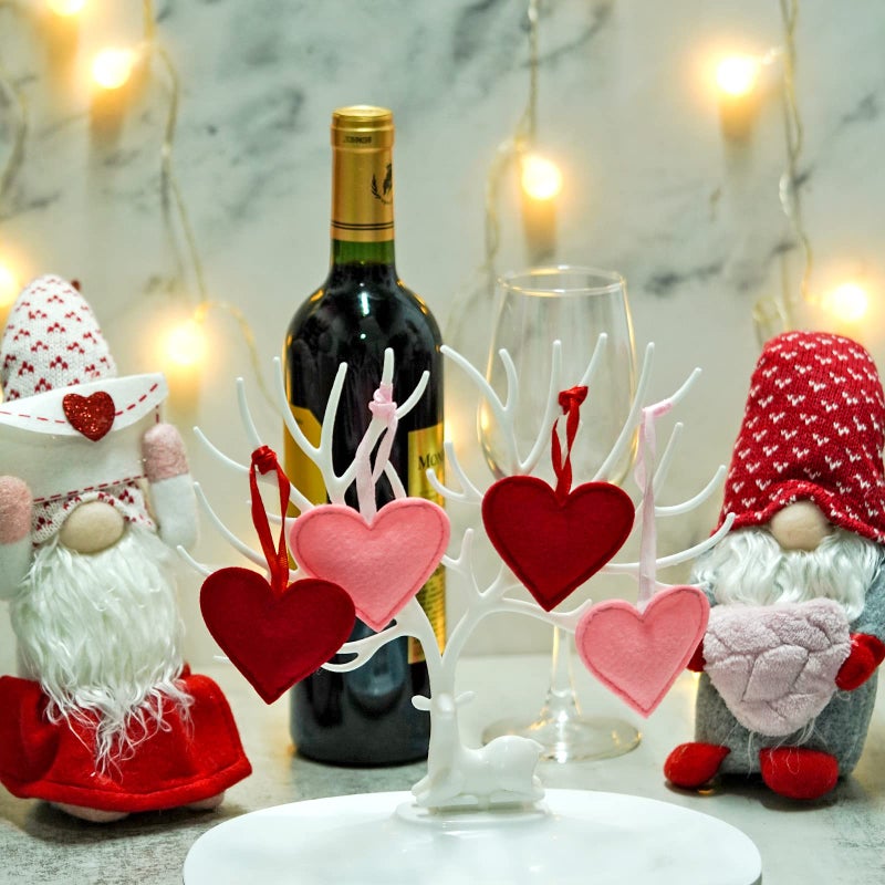 SUMERSHA 24 Pieces Felt Heart Hanging Ornament Valentines Day Heart Shaped Ornaments for Wedding Valentine Day Anniversary Christmas Party Decorations  Red and Pink - Image 5