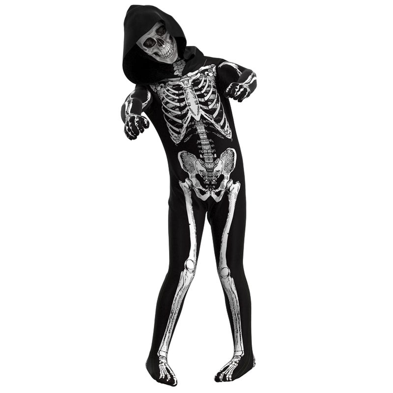 Cupohus 2023 SIZE UPDATE Halloween Costume Skeleton Costume Bodysuit Jumpsuit Scary Black and White Costume Unisex Creepy