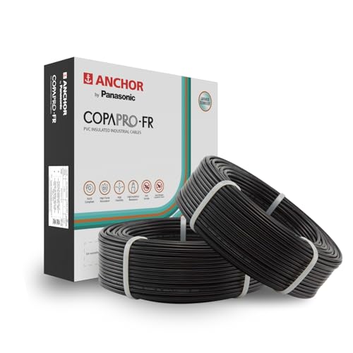 Anchor by Panasonic 2.5 mm COPAPro FR Electrical Wire, 90 Meter Fire Resistant Single Core PVC insulated Pure Copper Wire, Anti Rodent Anti Termite Flexible Wire for Connections (BLACK, 96140BK-02) - Image 1
