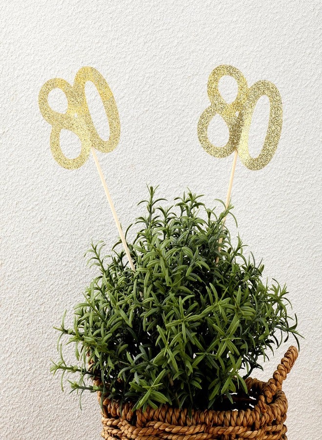 Hariendny 20 PCS 80th Birthday Decorations, Double Sided Glitter 80th Birthday Centerpiece Sticks, Gold Cake Vase Table Decoration Stick, 80th Birthday Cupcake Toppers, 80th Birthday Party Stuff - Image 4
