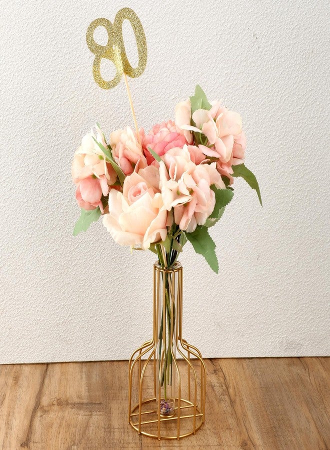 Hariendny 20 PCS 80th Birthday Decorations, Double Sided Glitter 80th Birthday Centerpiece Sticks, Gold Cake Vase Table Decoration Stick, 80th Birthday Cupcake Toppers, 80th Birthday Party Stuff - Image 3