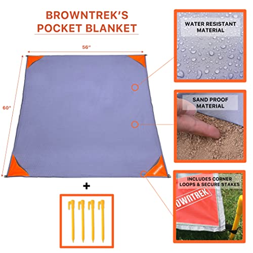 BROWNTREK Compact Picnic Blanket (60"x56") - Water Resistant, Packable, Lightweight Tarp for Hiking, Camping, Travel, Festivals - Image 2