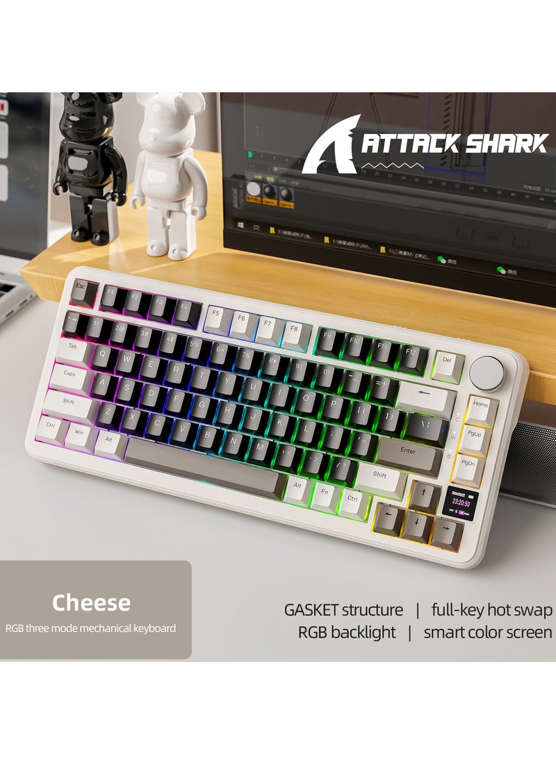 Attack Shark X85PRO Wireless Mechanical Keyboard with TFT Screen and Grip,Tri-Mode(BT 5.1/2.4Ghz/Type-C), 75%  Layout Gaming Keyboard with Gasket, Hot Swappable, 4000mAh Battery - Image 1