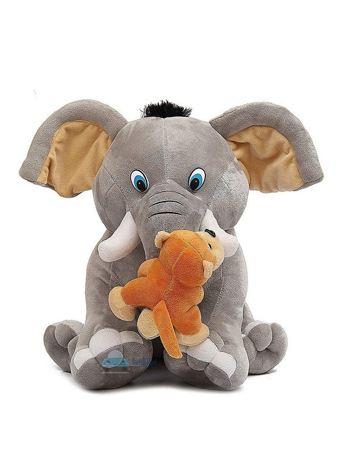 FunBlast Soft Elephant with Baby Monkey- 35 CM Soft Toy for Kids, Stuffed Toy for Kids, Cute and Soft Washable Plush Animal Toys for Kids, Plush Toy for Baby, Kids, Girls, Boys (Multicolor) - Image 1