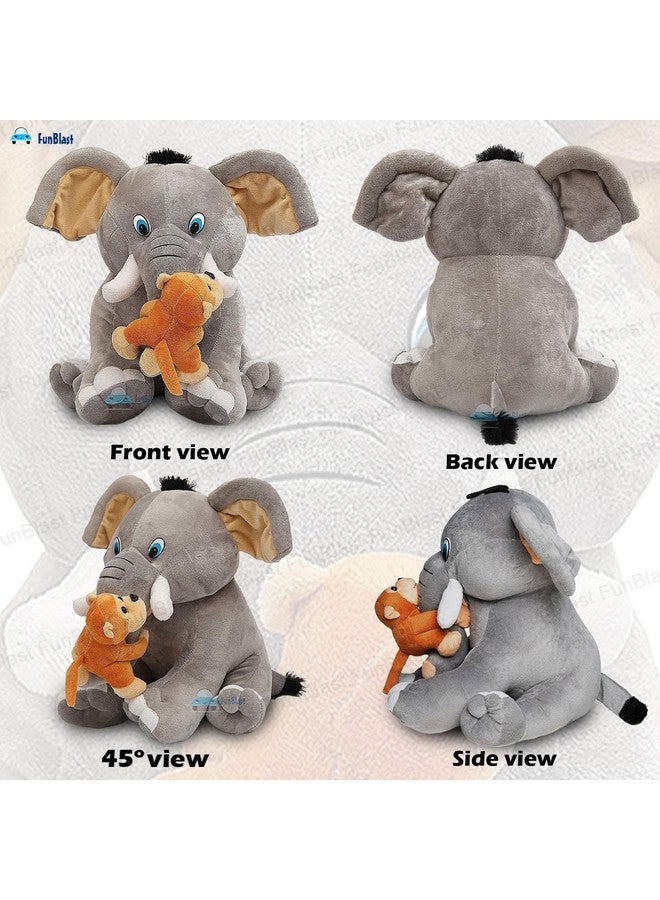 FunBlast Soft Elephant with Baby Monkey- 35 CM Soft Toy for Kids, Stuffed Toy for Kids, Cute and Soft Washable Plush Animal Toys for Kids, Plush Toy for Baby, Kids, Girls, Boys (Multicolor) - Image 3