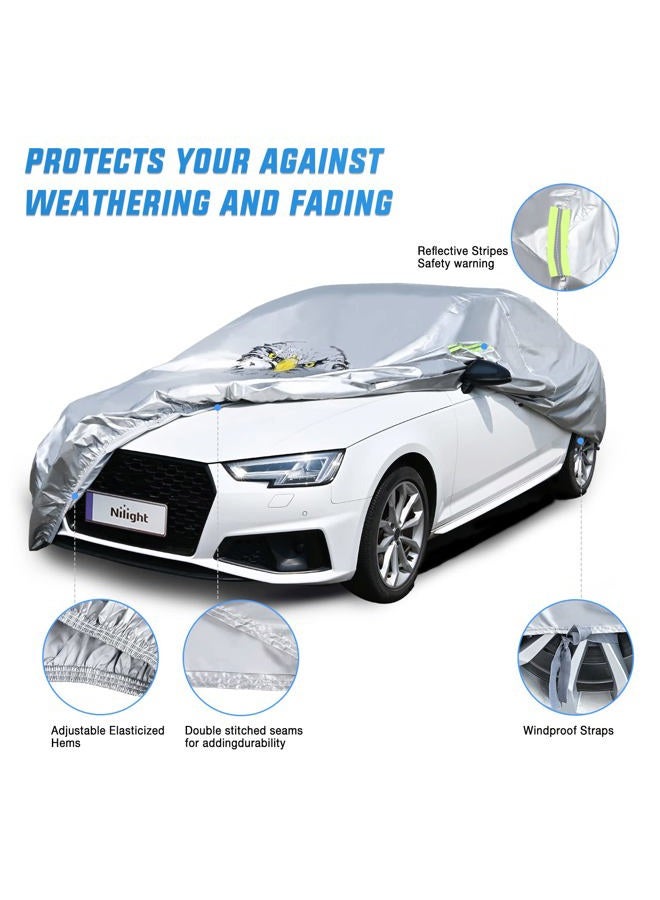 Nilight Waterproof Car Cover All Weather Snowproof UV Protection Windproof Outdoor Full car Cover,Oxford Material Door Shape Zipper Design Universal Fit for Sedan Length 200 to 215 inch - Image 4