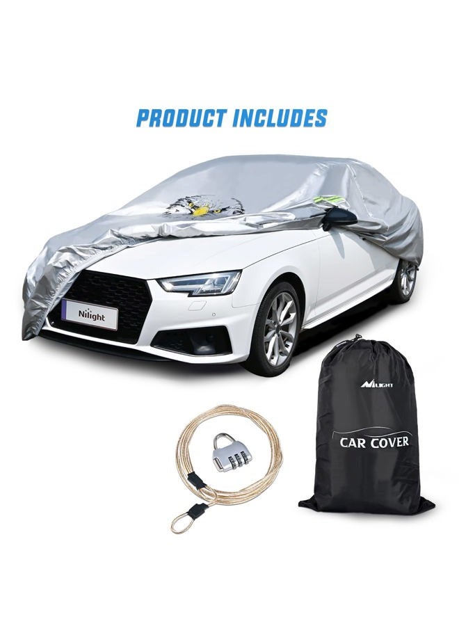 Nilight Waterproof Car Cover All Weather Snowproof UV Protection Windproof Outdoor Full car Cover,Oxford Material Door Shape Zipper Design Universal Fit for Sedan Length 200 to 215 inch - Image 5