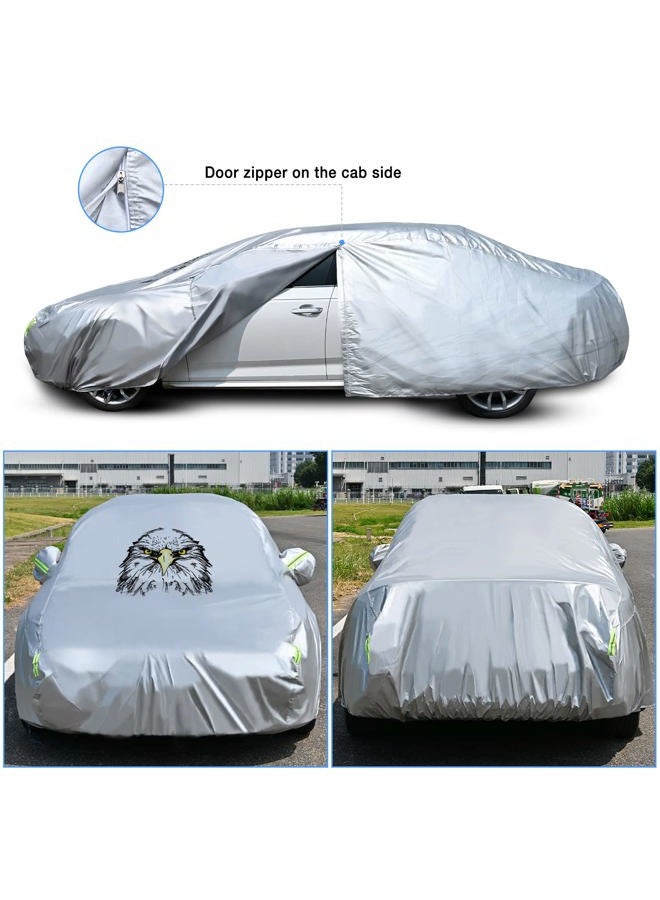 Nilight Waterproof Car Cover All Weather Snowproof UV Protection Windproof Outdoor Full car Cover,Oxford Material Door Shape Zipper Design Universal Fit for Sedan Length 200 to 215 inch - Image 3