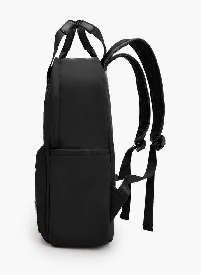 Lee Cooper BLACK Logo Print Backpack With Adjustable Shoulder Straps  | Best Price UAE