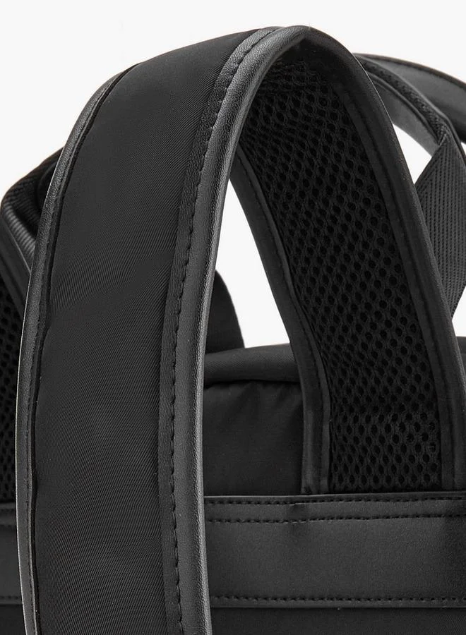 Lee Cooper BLACK Logo Print Backpack With Adjustable Shoulder Straps  | Best Price UAE