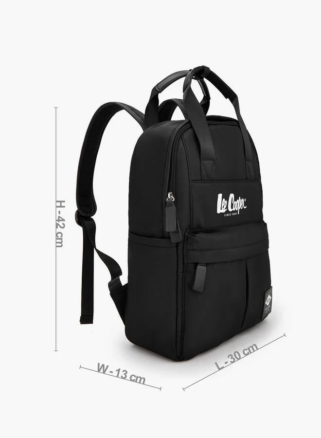 Lee Cooper BLACK Logo Print Backpack With Adjustable Shoulder Straps  | Best Price UAE