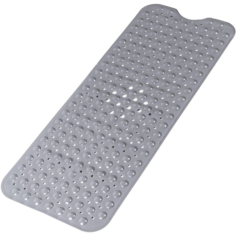 Large Non Slip Bathtub Mat Extra Long Bath Mat for Tub 40 x 16 Inch Machine Washable Shower Mats with Suction Cups and Drain Holes Bath Tub Mats for Bathroom Non Slip Grey