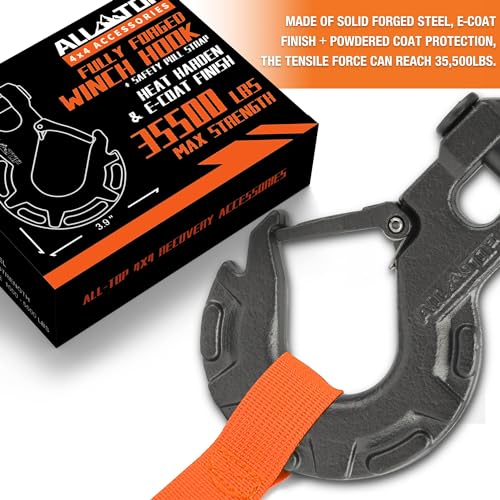 ALL-TOP Forged Steel Winch Hook, 3/8in 16Ton 35500Lbs, Extreme Hook for Winch Cable Ropes, Forged Steel & E-Coated Finish, Rhino Gray - Image 2