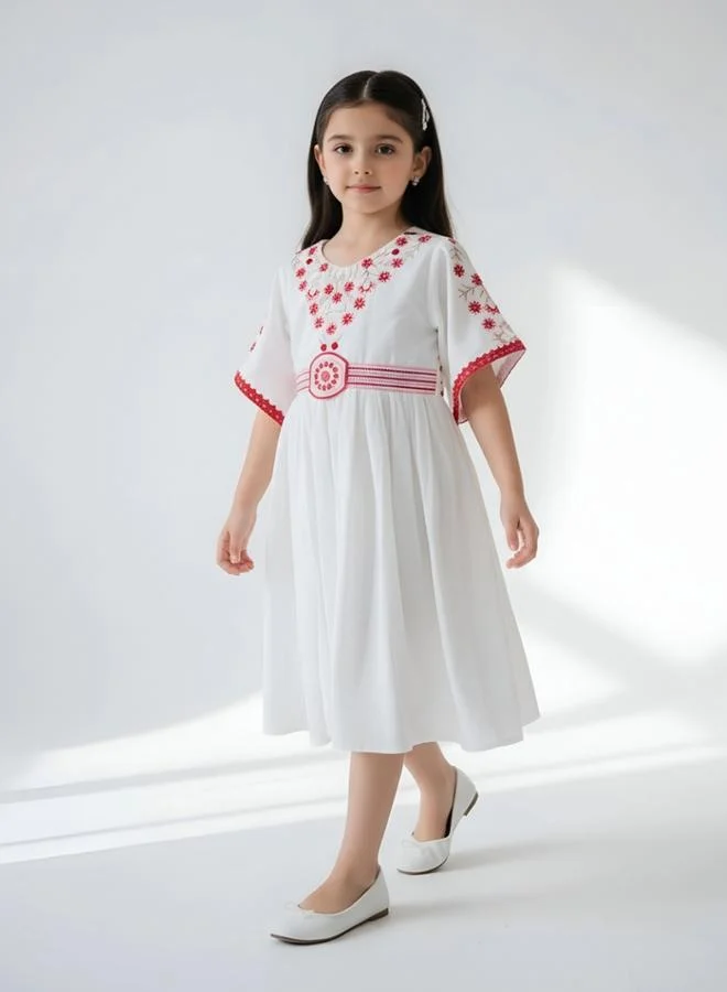 Bella Moda Cotton Woven Embroidered Dress