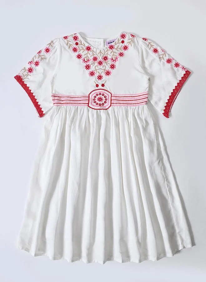 Bella Moda Cotton Woven Embroidered Dress