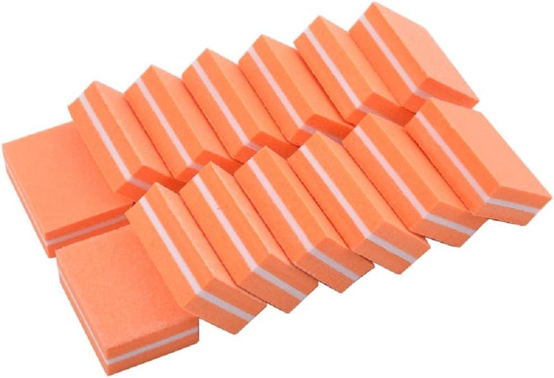Yimart 20 Pcs Double-sided Mini Nail Buffer Block Colorful Sponge Nail Polish Sanding Buffer Strips Nail File Blocks Manicure Tools (Orange) - Image 1