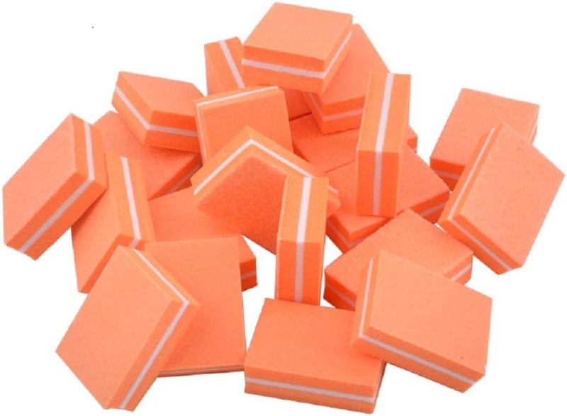 Yimart 20 Pcs Double-sided Mini Nail Buffer Block Colorful Sponge Nail Polish Sanding Buffer Strips Nail File Blocks Manicure Tools (Orange) - Image 3