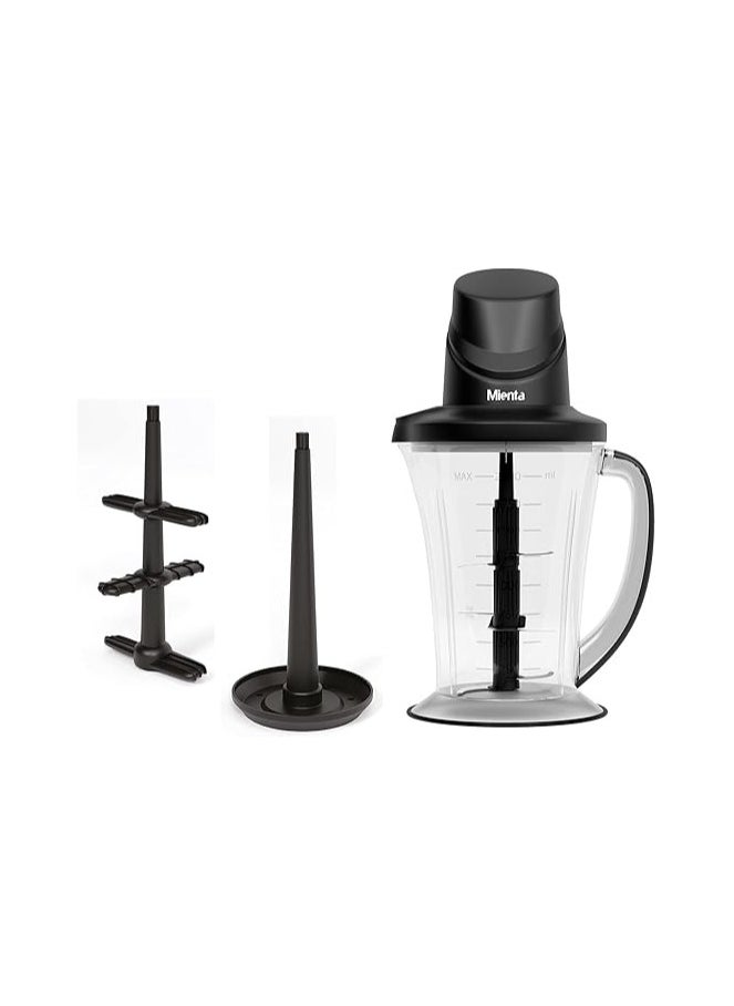Mienta Mienta 500W Meat and Vegetable Chopper Large 2L Jug 6 Stainless Steel Blades for Fast Results and Even Cutting Large 2L Chopping Bowl Egg, Mayonnaise and Cream Whisk Garlic Peeler 6 Blades Easily Detachable Shatterproof Jug  - Image 2