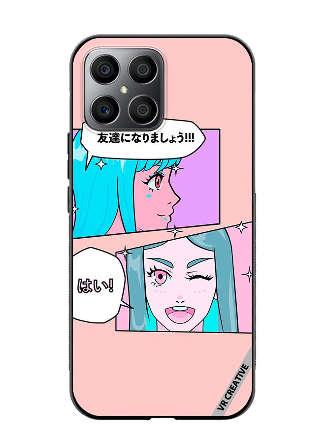 VR CREATIVE Protective Case Cover For Honor X8 Cute Pastel Collage With Manga Comics Frames With Anime Characters Design Multicolour