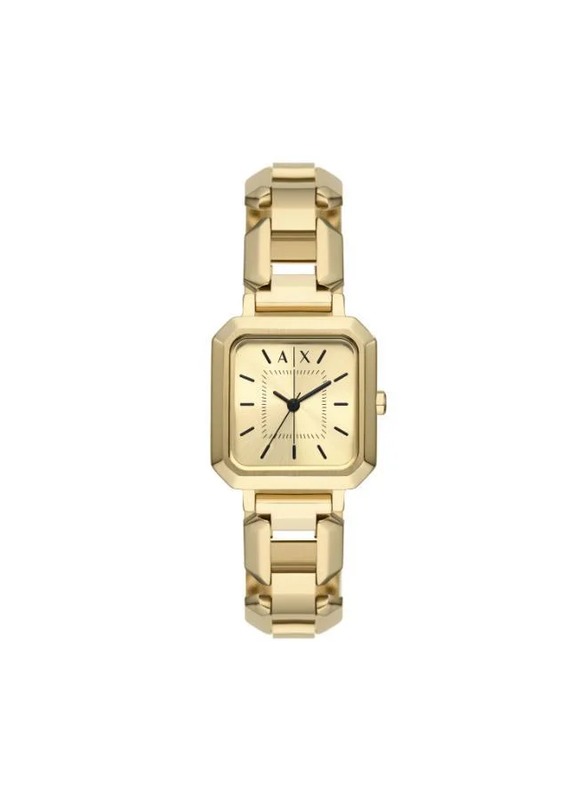 Armani Exchange Elegant Gold-Plated Metal Bracelet Analog Watch