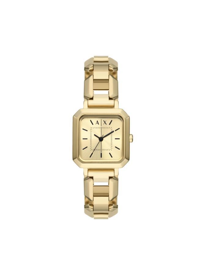 ارماني اكسشينج سوار أنيق مطلي بالذهب وساعة تناظرية معدنية - Image 1