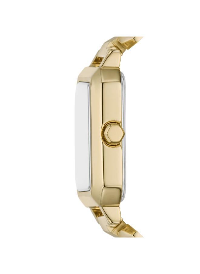 ارماني اكسشينج سوار أنيق مطلي بالذهب وساعة تناظرية معدنية - Image 3