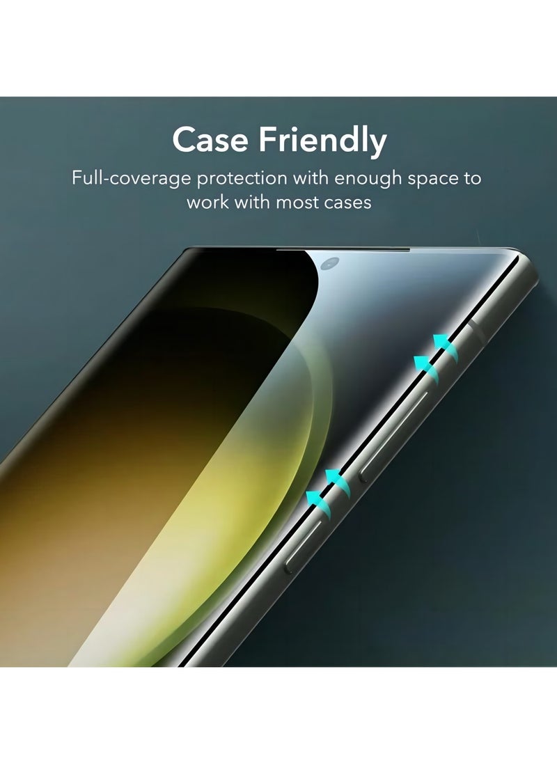 2Pcs / Set for Samsung Galaxy S24 Ultra 0.26mm 3D Curved Hot Bending Full Glue Clear Anti-explosion Tempered Glass Screen Protector [Support Fingerprint Unlocking]