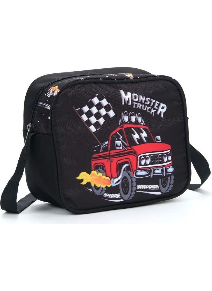Masho Trend - Monster Truck School Bag + Lunch Box + Pencil Case + Water Bottle Trolley Bag Primary School Bag Backpack - Image 1