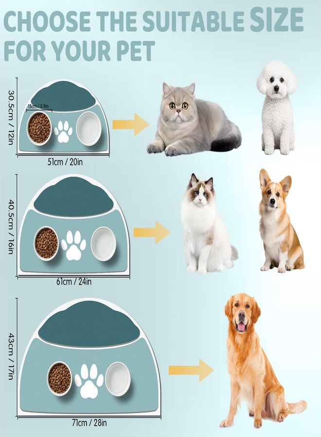 METEOROCK Pet Feeding Mat Semicircle, 20''x12'' Absorbent Mat for Cat Dog Water Bowl, Quick Dry Dog Water Dispenser Mat, Easy Store Cat Food Mats Wipe Clean, Fit with Cage, Living Room, Garden, Dark Teal - Image 3