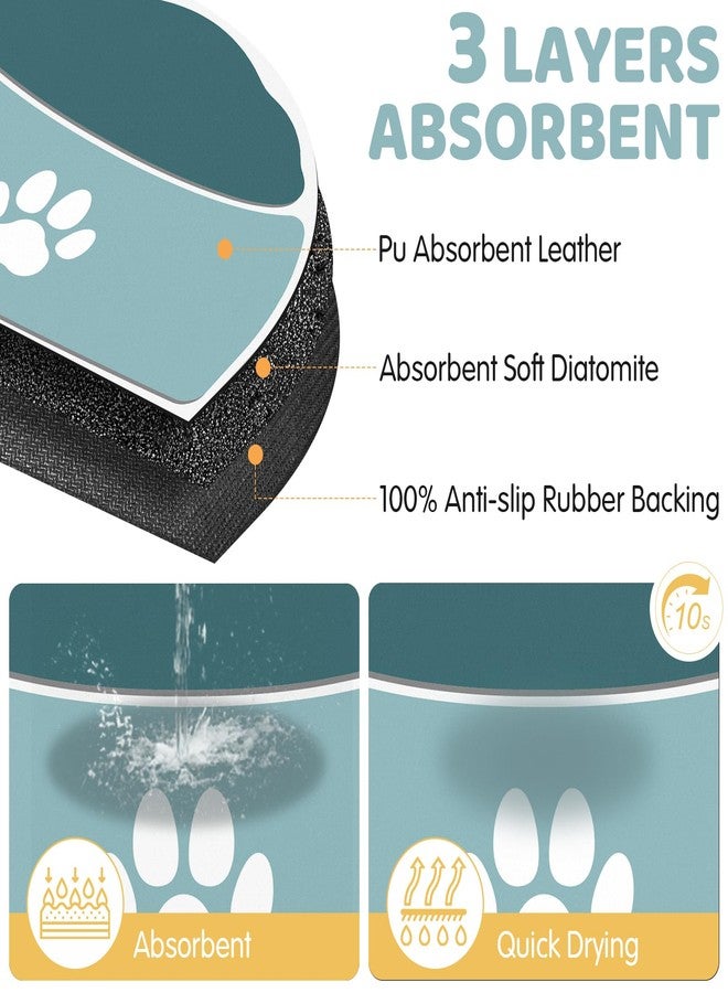 METEOROCK Pet Feeding Mat Semicircle, 20''x12'' Absorbent Mat for Cat Dog Water Bowl, Quick Dry Dog Water Dispenser Mat, Easy Store Cat Food Mats Wipe Clean, Fit with Cage, Living Room, Garden, Dark Teal - Image 2