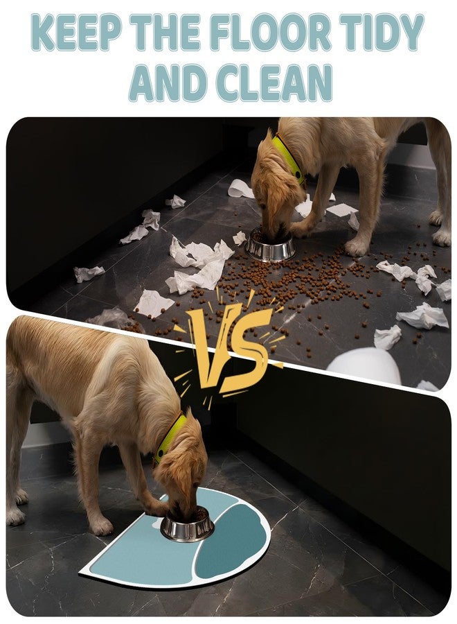 METEOROCK Pet Feeding Mat Semicircle, 20''x12'' Absorbent Mat for Cat Dog Water Bowl, Quick Dry Dog Water Dispenser Mat, Easy Store Cat Food Mats Wipe Clean, Fit with Cage, Living Room, Garden, Dark Teal - Image 5