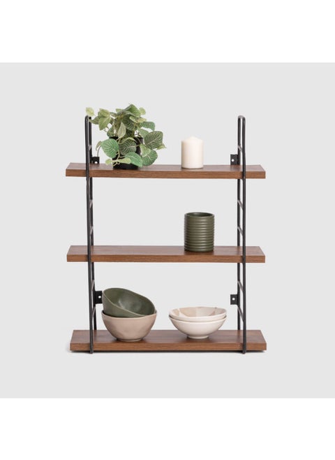 Array Wall Shelf in Brown – Versatile Storage for Kitchen & Living Room Essentials, H60 x W60 x D19 cm