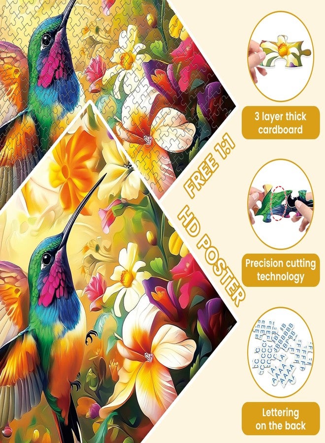 VOLUVOLU 2-Pack 500 Pieces Puzzles for Adults, Flower Hummingbird Puzzles 500 Pieces Butterfly Jigsaw Puzzles for Adults, Birthday Party for Family, Game Nights Gifts - Image 4