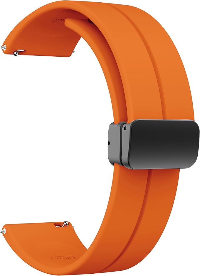 Unipha Magnetic Silicone Watch Band 22mm Quick Release, Soft Sport Strap with Magnetic Folding Clasp for Men & Women – Orange - Image 1