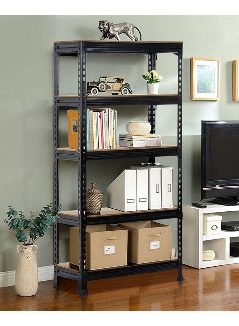 DubaiGallery Rack 5-Tier Steel Shelving Wooden Black  - Image 3