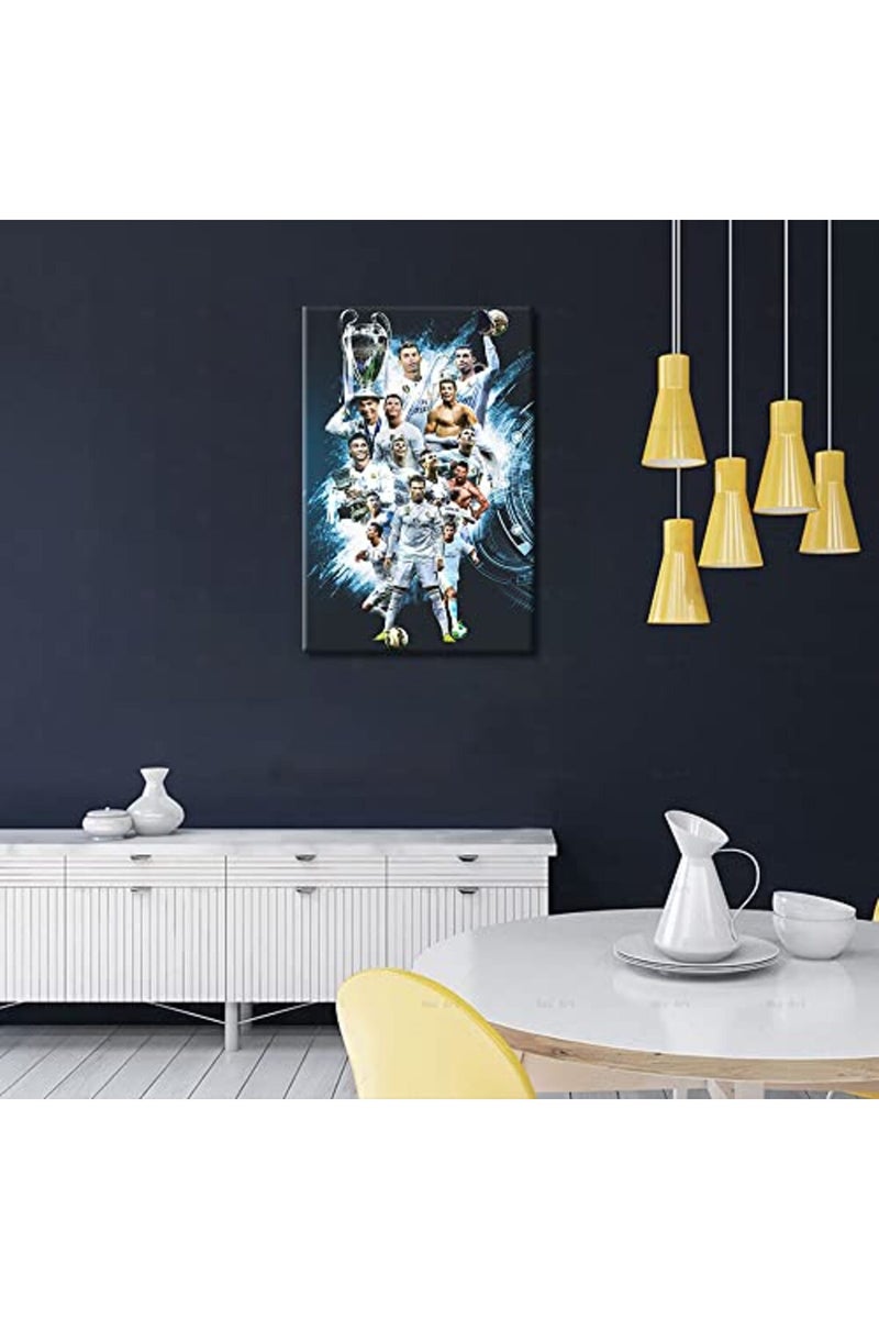 TISHIRON Canvas Wall Art Football Sport Posters Cristiano Ronaldo Paintings Artwork Modern Home Decor for Living Room Bedroom Office Prints Framed Ready to Hang 36x24 in - Image 5