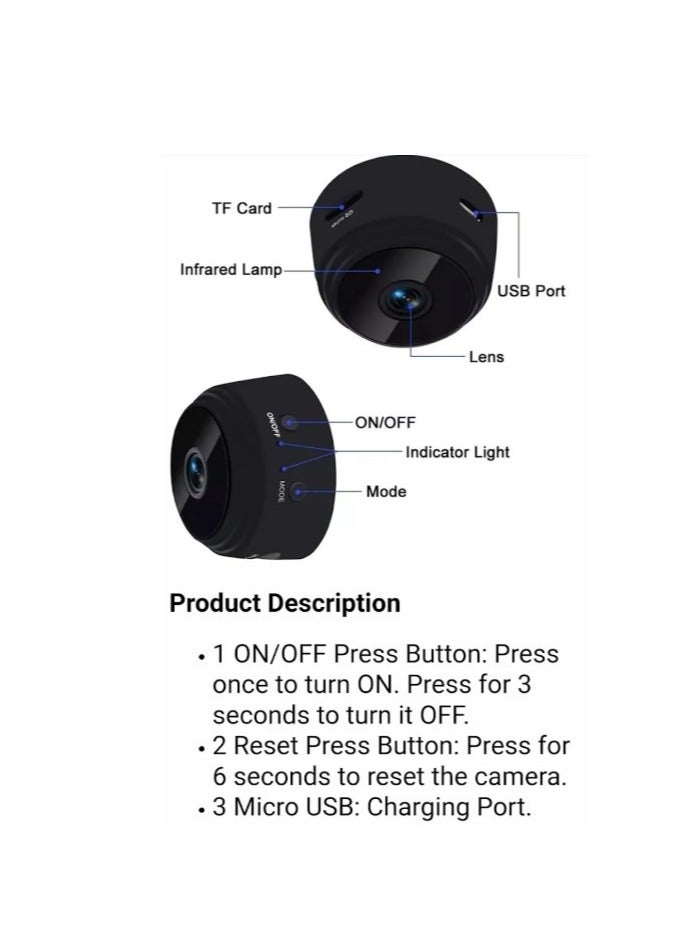 Generic Wireless HD Wi-Fi  mini security camera with night vision, motion detection, and baby crying detection, works with Android and iPhone devices. - Image 5