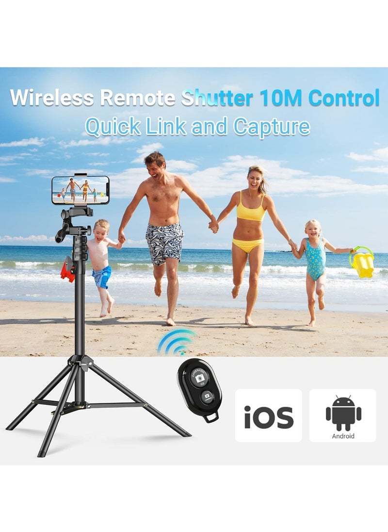 APEXEL 70 Inch Mobile Phone Tripod, 3-in-1 Selfie Stick Mobile Phone Tripod Stand with Sports Cameras Interface and Remote Shutter, Camera/Smartphone Tripods Compatible with iPhone 15 Pro Max/14/13,