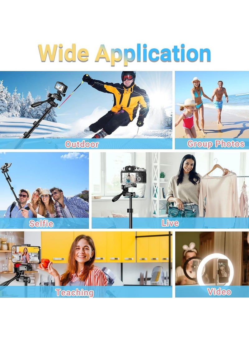 APEXEL 70 Inch Mobile Phone Tripod, 3-in-1 Selfie Stick Mobile Phone Tripod Stand with Sports Cameras Interface and Remote Shutter, Camera/Smartphone Tripods Compatible with iPhone 15 Pro Max/14/13,
