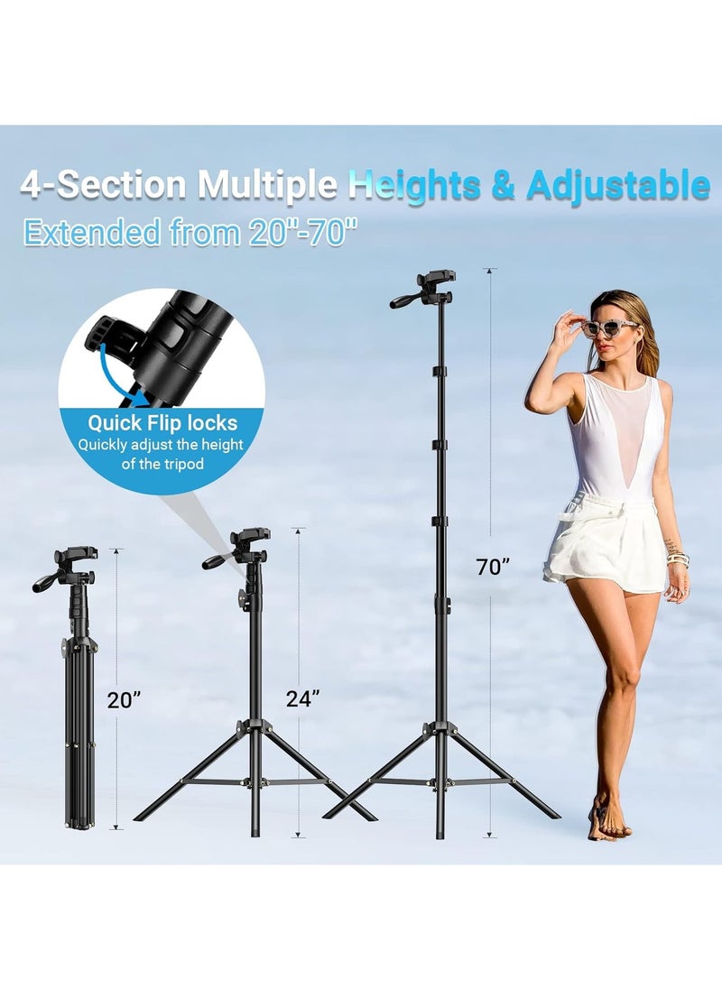 APEXEL APEXEL 70 Inch Mobile Phone Tripod, 3-in-1 Selfie Stick Mobile Phone Tripod Stand with Sports Cameras Interface and Remote Shutter, Camera/Smartphone Tripods Compatible with iPhone 15 Pro Max/14/13,  - Image 3
