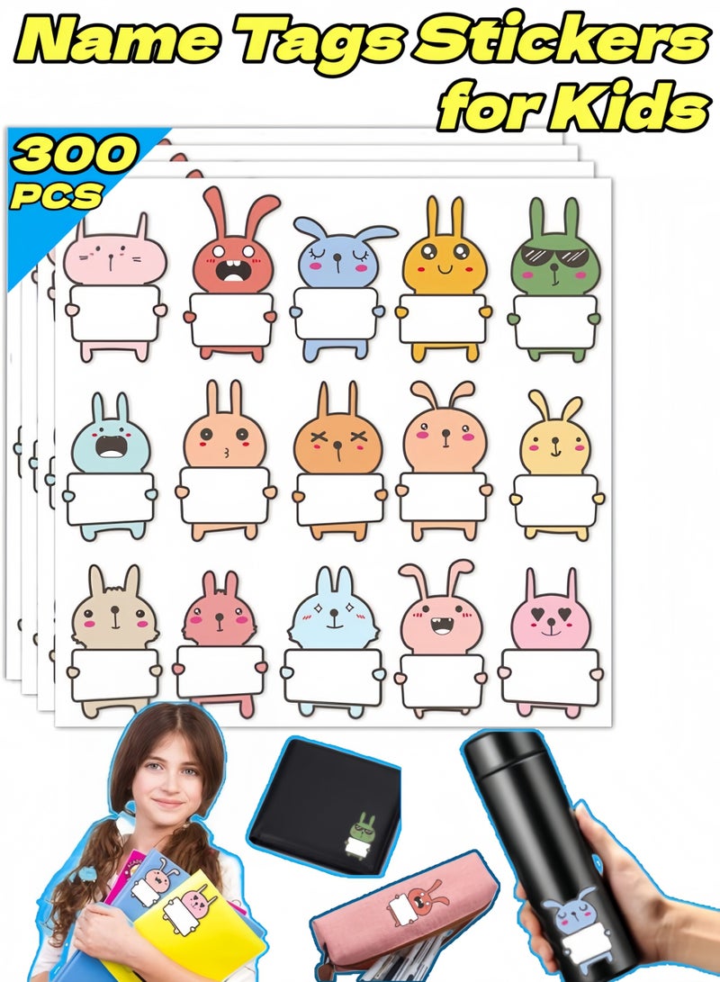 Name Tags for Kids,Adhesive Stickers, 300 Pcs Cute Bunny Cartoon Incentive Stickers for Kids Teacher School Home Classroom Supplies - Image 1