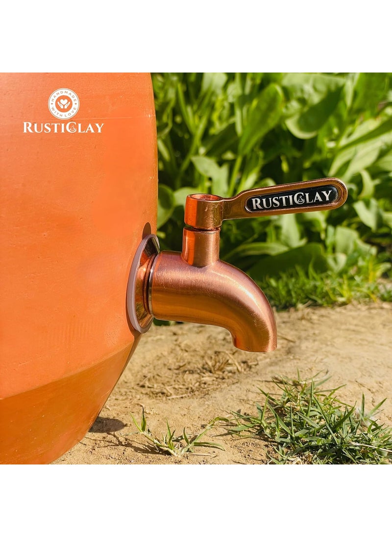RUSTICLAY RUSTICLAY Earthen Clay Water Pot 5 Litre with Lid Stainless Steel Tap Terracotta Water Dispenser for Alkaline Drinking Water Handmade Matka Proudly Made in India  - Image 5