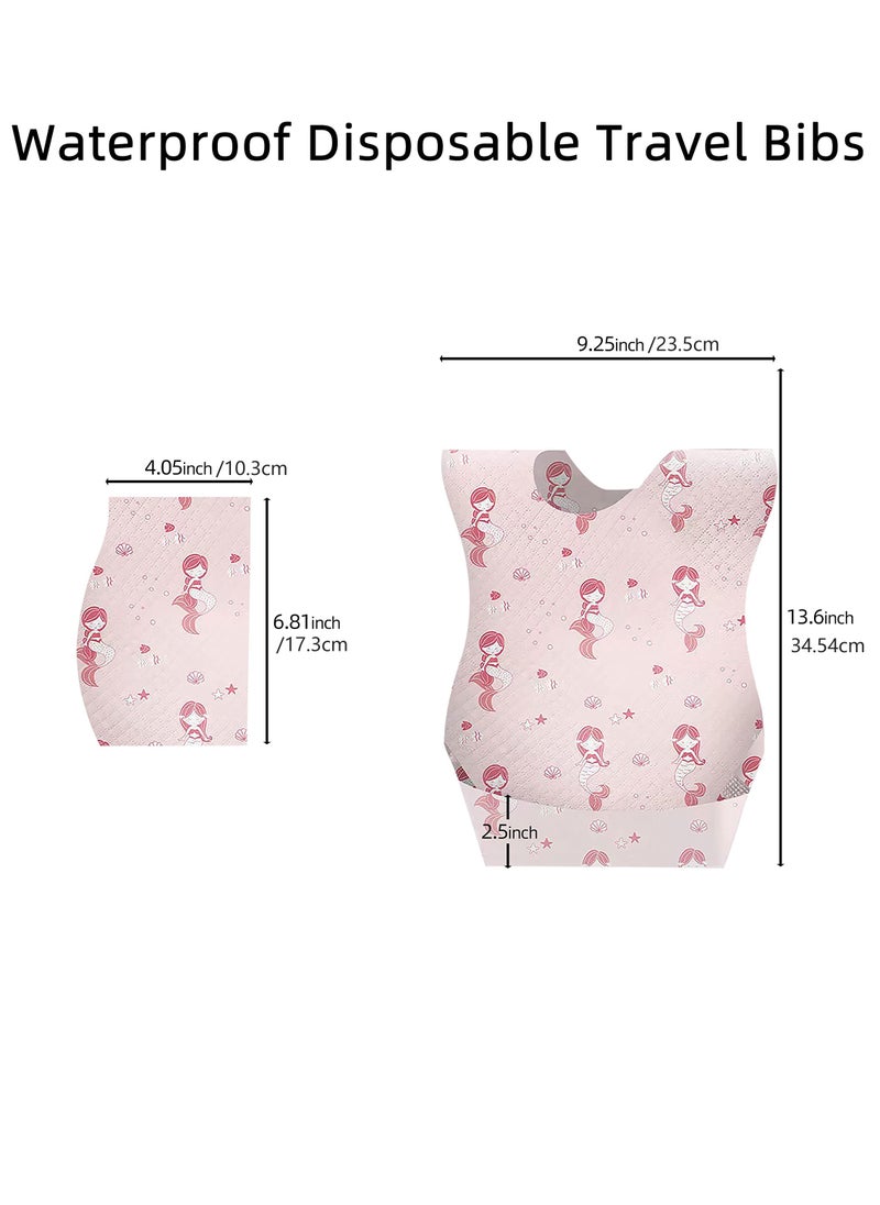 Bebiland 25 Pcs Baby Disposable Bibs Travel Feeding Bib- Leakproof Liner, Food Catcher Pocket for 6-18 Months Babies Toddlers, Pink  - Image 2